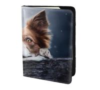 YUNWEIKEJI Dios Bokeh Border Collie Marrón con Ojos Amarillos, Funda para Pasaporte Cartera de Viaje de Cuero PU Funda para Pasaporte Fundas para Pasaporte 5,5 Pulgadas