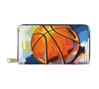 YUNWEIKEJI Disfrute del Bosquejo Colorido del Baloncesto Impreso, Carteras Cartera de Gran Capacidad para Hombres y Mujeres Carteras Tarjeta de crédito Cartera de Cuero de Microfibra
