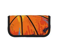 YUNWEIKEJI Disfrute del Bosquejo Colorido del Baloncesto Impreso, Estuche para lápices, Estuche para lápices de Lona Bolsa para cosméticos de Gran Capacidad