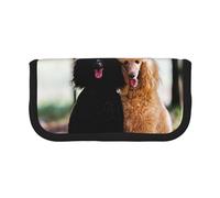 YUNWEIKEJI Dos caniche Real Bosque de otoño, Estuche para lápices, Estuche para lápices de Lona Bolsa para cosméticos de Gran Capacidad