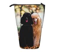 YUNWEIKEJI Dos caniche Real Bosque de otoño, Estuche telescópico para lápices, Soporte para lápices con Cremallera, Bolsa de Maquillaje, Bolsa para lápices