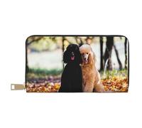 YUNWEIKEJI Dos caniche Real otoño, Carteras Cartera de Gran Capacidad para Hombres y Mujeres Carteras Tarjeta de crédito Cartera de Cuero de Microfibra