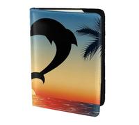YUNWEIKEJI Dos Delfines Saltando En Forma De Corazón, Funda para Pasaporte Cartera de Viaje de Cuero PU Funda para Pasaporte Fundas para Pasaporte 5,5 Pulgadas