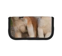 YUNWEIKEJI Dos Lindo Perro Akita, Estuche para lápices, Estuche para lápices de Lona Bolsa para cosméticos de Gran Capacidad