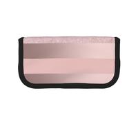 YUNWEIKEJI Elegante Raya Rosa Rubor con Brillo De Oro Rosa, Estuche para lápices, Estuche para lápices de Lona Bolsa para cosméticos de Gran Capacidad