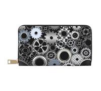 YUNWEIKEJI Engranaje Metal Renderizado Tecnología Arte Digital, Carteras Cartera de Gran Capacidad para Hombres y Mujeres Carteras Tarjeta de crédito Cartera de Cuero de Microfibra