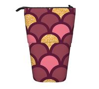 YUNWEIKEJI Escama de pez con Brillo Dorado, Estuche telescópico para lápices, Soporte para lápices con Cremallera, Bolsa de Maquillaje, Bolsa para lápices