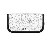 YUNWEIKEJI Estampado Química Negro Blanco, Estuche para lápices, Estuche para lápices de Lona Bolsa para cosméticos de Gran Capacidad