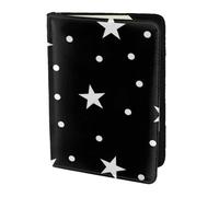 YUNWEIKEJI Estrella y Lunares Blancos y Negros, Funda para Pasaporte Cartera de Viaje de Cuero PU Funda para Pasaporte Fundas para Pasaporte 5,5 Pulgadas