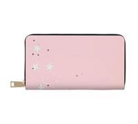 YUNWEIKEJI Estrellas Blancas Rosadas Estampadas, Carteras Cartera de Gran Capacidad para Hombres y Mujeres Carteras Tarjeta de crédito Cartera de Cuero de Microfibra