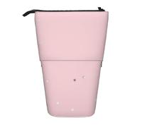 YUNWEIKEJI Estrellas Blancas Rosadas Estampadas, Estuche telescópico para lápices, Soporte para lápices con Cremallera, Bolsa de Maquillaje, Bolsa para lápices