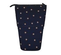 YUNWEIKEJI Estrellas Brillantes Rosadas Azul Oscuro y Oro Rosa estrelladas, Estuche telescópico para lápices, Soporte para lápices con Cremallera, Bolsa de Maquillaje, Bolsa para lápices