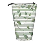 YUNWEIKEJI Eucalipto dólar de Plata Verde, Estuche telescópico para lápices, Soporte para lápices con Cremallera, Bolsa de Maquillaje, Bolsa para lápices