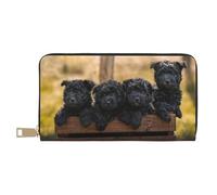 YUNWEIKEJI Familia Affenpinscher Cachorros Perros Negros Mono, Carteras Cartera de Gran Capacidad para Hombres y Mujeres Carteras Tarjeta de crédito Cartera de Cuero de Microfibra