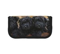 YUNWEIKEJI Familia Affenpinscher Cachorros Perros Negros Mono, Estuche para lápices, Estuche para lápices de Lona Bolsa para cosméticos de Gran Capacidad