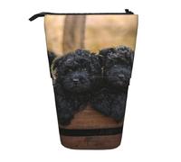 YUNWEIKEJI Familia Affenpinscher Cachorros Perros Negros Mono, Estuche telescópico para lápices, Soporte para lápices con Cremallera, Bolsa de Maquillaje, Bolsa para lápices