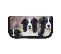 YUNWEIKEJI Familia del Border Collie, Estuche para lápices, Estuche para lápices de Lona Bolsa para cosméticos de Gran Capacidad