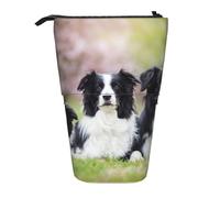 YUNWEIKEJI Familia del Border Collie, Estuche telescópico para lápices, Soporte para lápices con Cremallera, Bolsa de Maquillaje, Bolsa para lápices