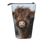 YUNWEIKEJI Fauna Escocesa de la Vaca de Las Tierras Altas, Estuche telescópico para lápices, Soporte para lápices con Cremallera, Bolsa de Maquillaje, Bolsa para lápices