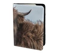 YUNWEIKEJI Fauna Escocesa de la Vaca de Las Tierras Altas, Funda para Pasaporte Cartera de Viaje de Cuero PU Funda para Pasaporte Fundas para Pasaporte 5,5 Pulgadas