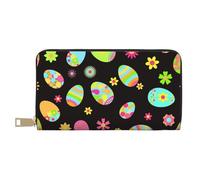 YUNWEIKEJI Felices Pascuas Coloridos Huevos De Pascua, Carteras Cartera de Gran Capacidad para Hombres y Mujeres Carteras Tarjeta de crédito Cartera de Cuero de Microfibra