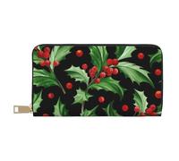 YUNWEIKEJI Feliz Navidad Acebo, Carteras Cartera de Gran Capacidad para Hombres y Mujeres Carteras Tarjeta de crédito Cartera de Cuero de Microfibra