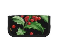 YUNWEIKEJI Feliz Navidad Acebo, Estuche para lápices, Estuche para lápices de Lona Bolsa para cosméticos de Gran Capacidad