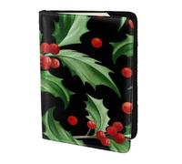 YUNWEIKEJI Feliz Navidad Acebo, Funda para Pasaporte Cartera de Viaje de Cuero PU Funda para Pasaporte Fundas para Pasaporte 5,5 Pulgadas