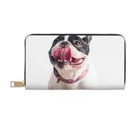 YUNWEIKEJI Feliz Perro Curioso Bulldog Francés, Carteras Cartera de Gran Capacidad para Hombres y Mujeres Carteras Tarjeta de crédito Cartera de Cuero de Microfibra
