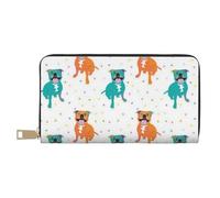 YUNWEIKEJI Feliz Staffy Blanco, Carteras Cartera de Gran Capacidad para Hombres y Mujeres Carteras Tarjeta de crédito Cartera de Cuero de Microfibra