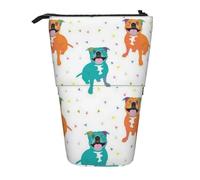 YUNWEIKEJI Feliz Staffy Blanco, Estuche telescópico para lápices, Soporte para lápices con Cremallera, Bolsa de Maquillaje, Bolsa para lápices