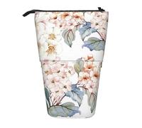 YUNWEIKEJI Flor Acuarela Pastel Botánico Rosa, Estuche telescópico para lápices, Soporte para lápices con Cremallera, Bolsa de Maquillaje, Bolsa para lápices