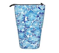 YUNWEIKEJI Flores abstractas Azules, Estuche telescópico para lápices, Soporte para lápices con Cremallera, Bolsa de Maquillaje, Bolsa para lápices