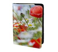 YUNWEIKEJI Flores de Pradera y Margaritas, Funda para Pasaporte Cartera de Viaje de Cuero PU Funda para Pasaporte Fundas para Pasaporte 5,5 Pulgadas