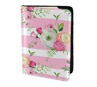 YUNWEIKEJI Flores Rayas Rosas, Funda para Pasaporte Cartera de Viaje de Cuero PU Funda para Pasaporte Fundas para Pasaporte 5,5 Pulgadas