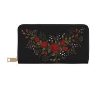 YUNWEIKEJI Flores Rosas Occidental, Carteras Cartera de Gran Capacidad para Hombres y Mujeres Carteras Tarjeta de crédito Cartera de Cuero de Microfibra