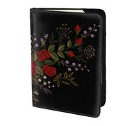 YUNWEIKEJI Flores Rosas Occidental, Funda para Pasaporte Cartera de Viaje de Cuero PU Funda para Pasaporte Fundas para Pasaporte 5,5 Pulgadas