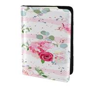 YUNWEIKEJI Flores Rosas Rosadas, Funda para Pasaporte Cartera de Viaje de Cuero PU Funda para Pasaporte Fundas para Pasaporte 5,5 Pulgadas