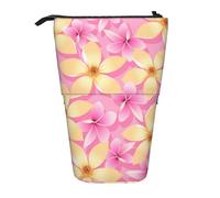 YUNWEIKEJI Flores Tropicales Rosadas y Naranjas, Estuche telescópico para lápices, Soporte para lápices con Cremallera, Bolsa de Maquillaje, Bolsa para lápices