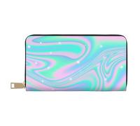 YUNWEIKEJI Fondo Abstracto Holográfico En Neón Pastel, Carteras Cartera de Gran Capacidad para Hombres y Mujeres Carteras Tarjeta de crédito Cartera de Cuero de Microfibra