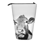 YUNWEIKEJI Foto De Vaca En Blanco Y Negro, Estuche telescópico para lápices, Soporte para lápices con Cremallera, Bolsa de Maquillaje, Bolsa para lápices