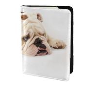 YUNWEIKEJI Fotografía De Bulldog Inglés De Bulldog Triste Y Cansado con Crema Marrón, Funda para Pasaporte Cartera de Viaje de Cuero PU Funda para Pasaporte Fundas para Pasaporte 5,5 Pulgadas