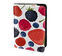 YUNWEIKEJI Frambuesas Bayas maduras Que Caen, Funda para Pasaporte Cartera de Viaje de Cuero PU Funda para Pasaporte Fundas para Pasaporte 5,5 Pulgadas