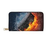 YUNWEIKEJI Fuego de Hockey sobre Hielo, Carteras Cartera de Gran Capacidad para Hombres y Mujeres Carteras Tarjeta de crédito Cartera de Cuero de Microfibra