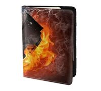 YUNWEIKEJI Fuego de Hockey sobre Hielo, Funda para Pasaporte Cartera de Viaje de Cuero PU Funda para Pasaporte Fundas para Pasaporte 5,5 Pulgadas