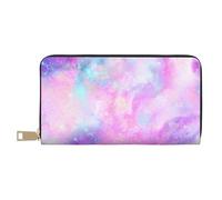 YUNWEIKEJI Galaxia Jaspeada Rosa Púrpura, Carteras Cartera de Gran Capacidad para Hombres y Mujeres Carteras Tarjeta de crédito Cartera de Cuero de Microfibra
