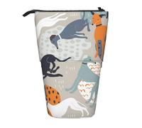 YUNWEIKEJI Galgos Lindo, Estuche telescópico para lápices, Soporte para lápices con Cremallera, Bolsa de Maquillaje, Bolsa para lápices