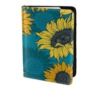 YUNWEIKEJI Girasoles Amarillos sobre Fondo Azul, Funda para Pasaporte Cartera de Viaje de Cuero PU Funda para Pasaporte Fundas para Pasaporte 5,5 Pulgadas