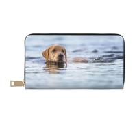 YUNWEIKEJI Golden Retriever Flotante Perros Mascotas Labrador, Carteras Cartera de Gran Capacidad para Hombres y Mujeres Carteras Tarjeta de crédito Cartera de Cuero de Microfibra
