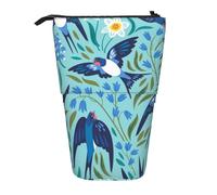 YUNWEIKEJI Golondrinas Voladoras Flores De Primavera, Estuche telescópico para lápices, Soporte para lápices con Cremallera, Bolsa de Maquillaje, Bolsa para lápices